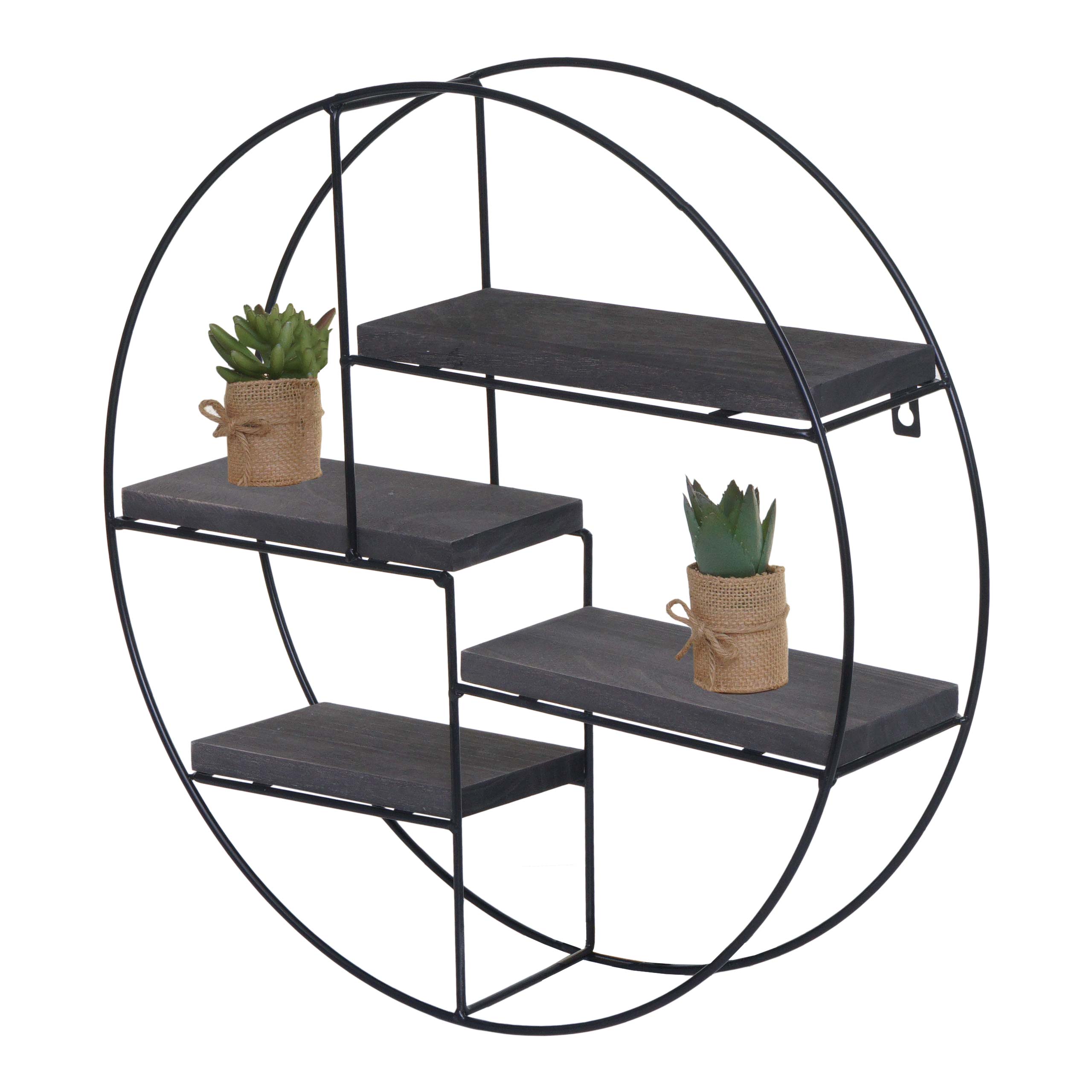 Wandregal MCW-K76, H&auml;ngeregal Schweberegal Regal, 4 Regalb&ouml;den Metall Massiv-Holz Industrial 45x45x11cm ~ dunkelgrau 