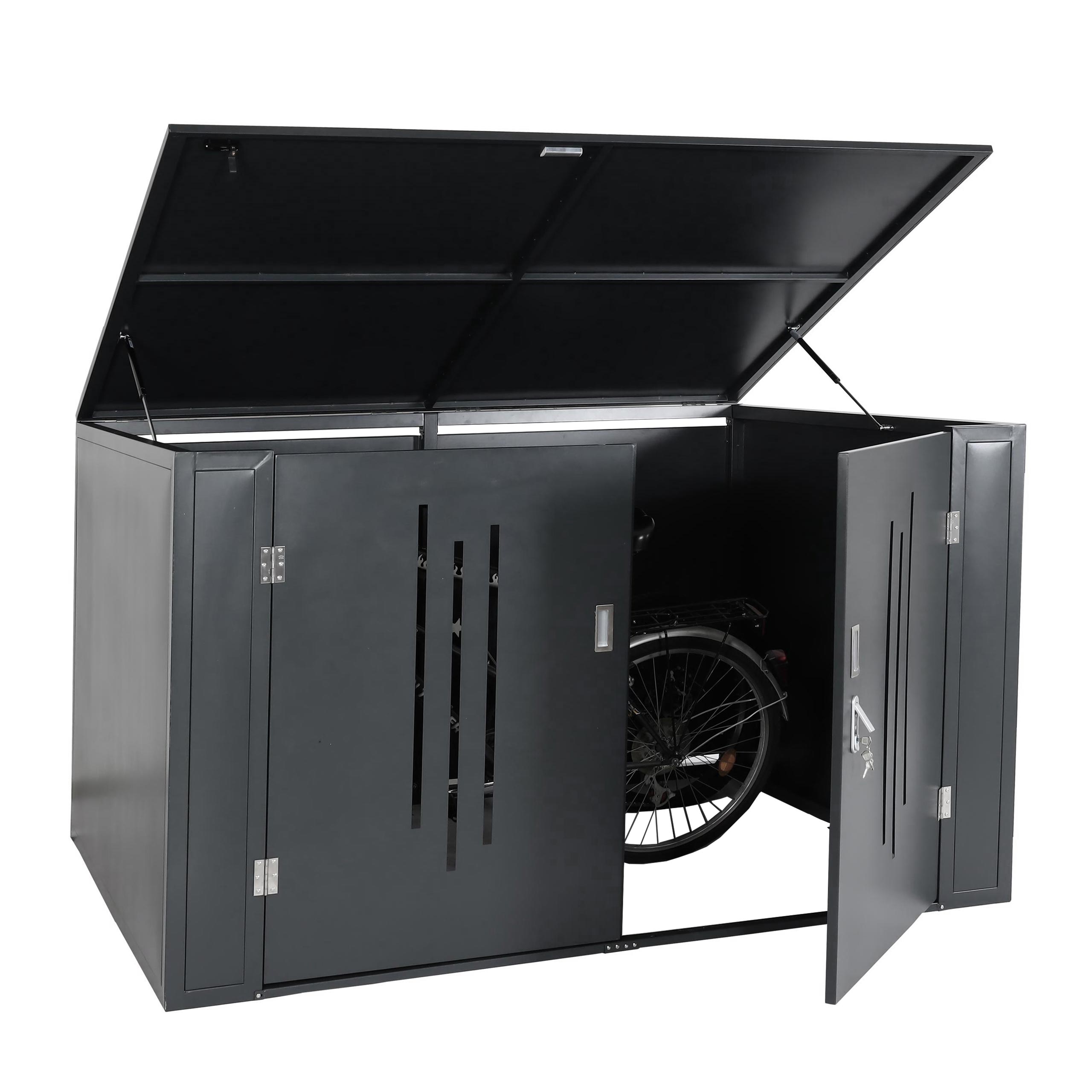 4er-Fahrradgarage MCW-K64, Fahrradbox Ger&auml;tehaus Fahrradunterstand mit Deckel, abschlie&szlig;bar Metall, 121x202x150cm 