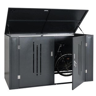 2er-Fahrradgarage MCW-K64, Fahrradbox Gerätehaus Fahrradunterstand mit Deckel, abschließbar Metall, 121x202x100cm 