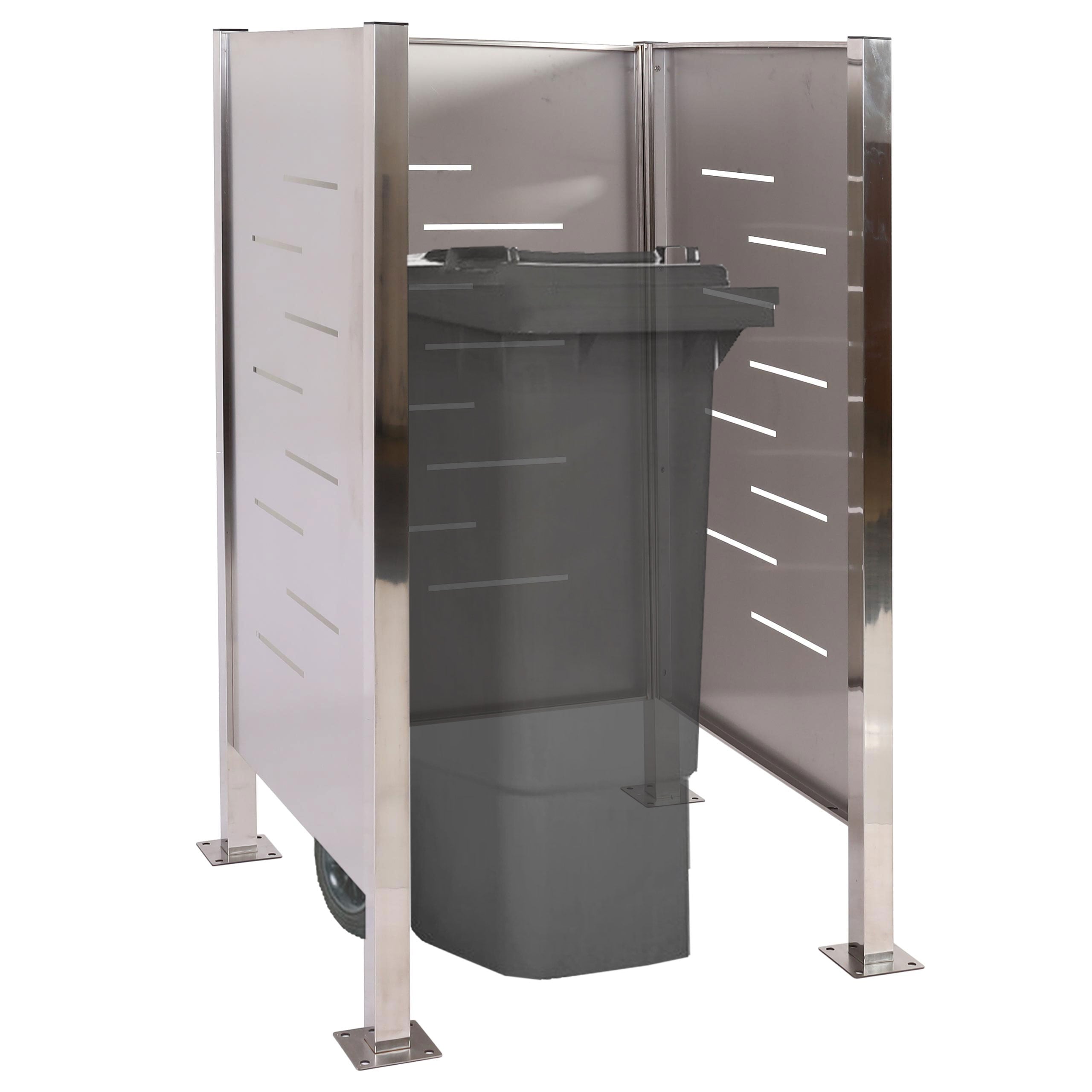 M&uuml;lltonnen-Zaun MCW-J55, M&uuml;lltonnenverkleidung M&uuml;lltonnenaufbewahrung, 150x85x85cm Metall ~ Edelstahl 