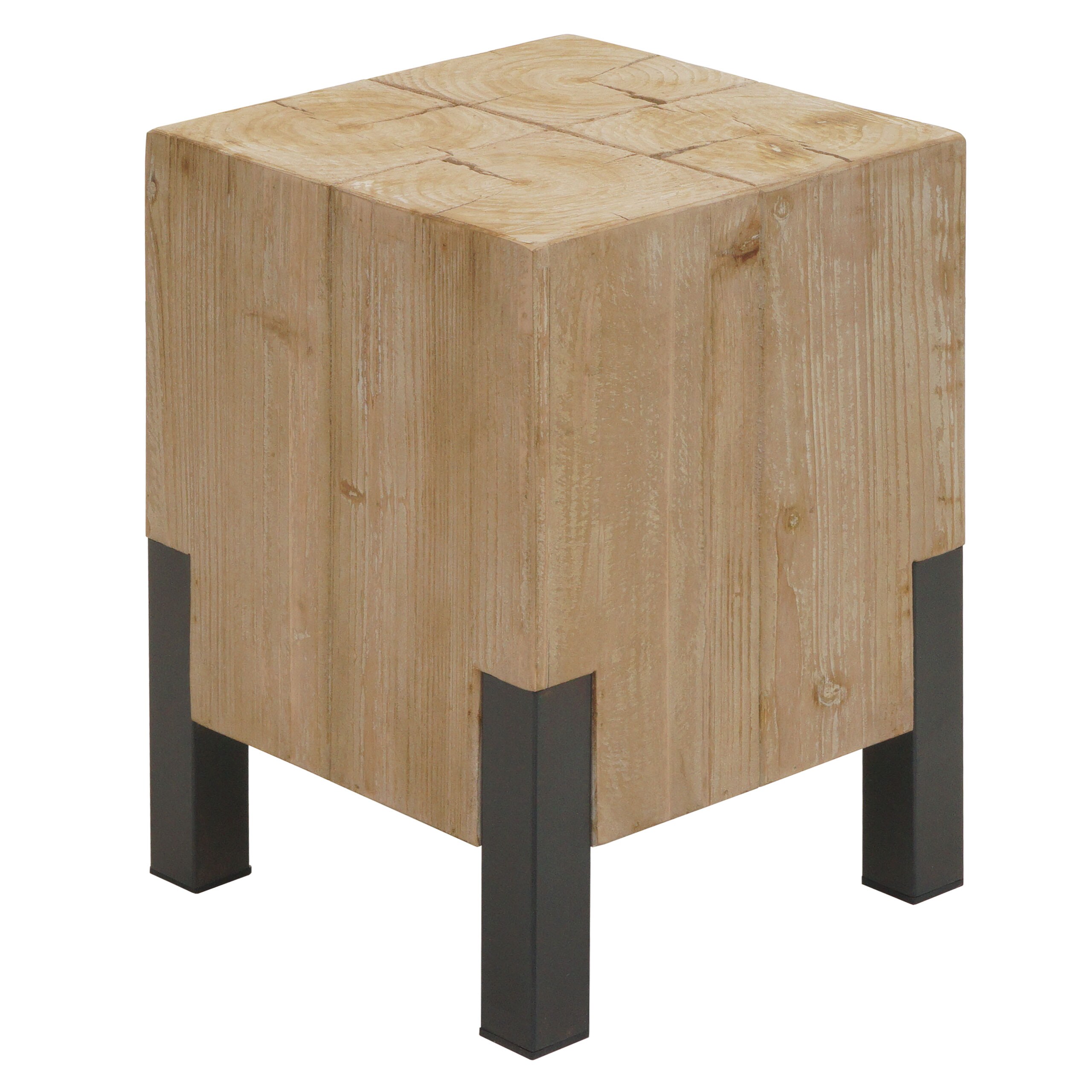 Hocker MCW-L76, Sitzhocker Holzhocker, Industrial Metall Massiv-Holz MVG-zertifiziert, natur 