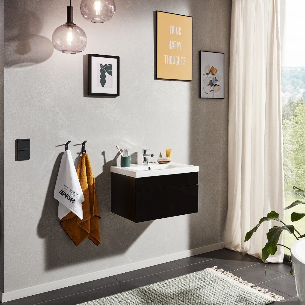 HOME DELUXE Wangerooge Badm&ouml;bel-Set schwarz, ca. 61 cm breit ohne Spiegel (Gr. S) 