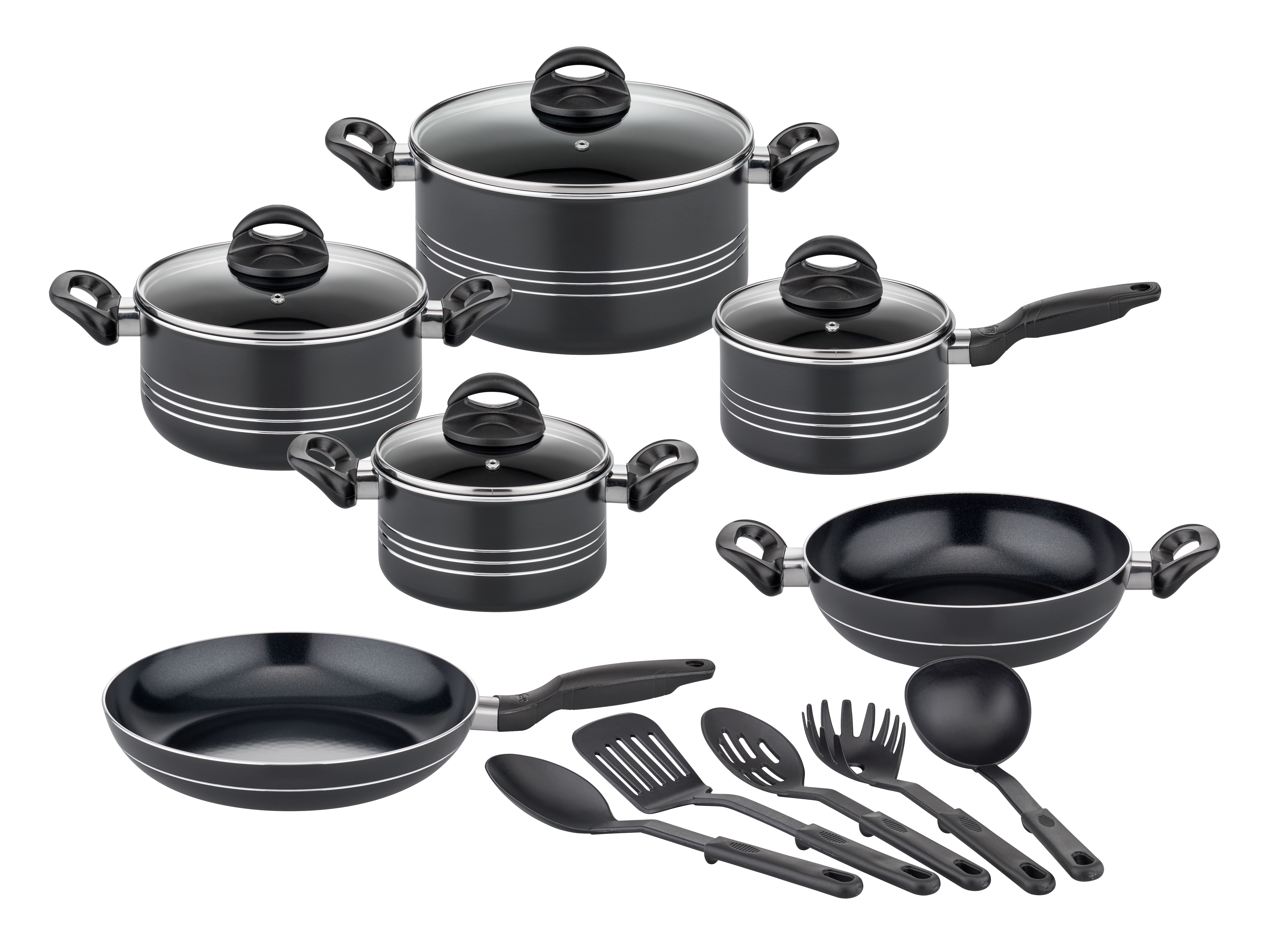 GSW Kochtopf-Set Milano Nero 15-tlg. 