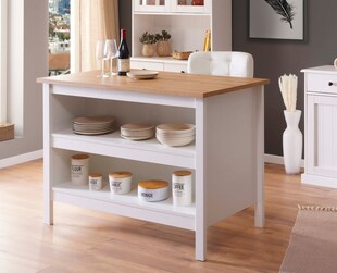 Inter Link Kücheninsel Julina mit kratzfester Arbeitsplatte - versch. Ausführungen - Weiss 