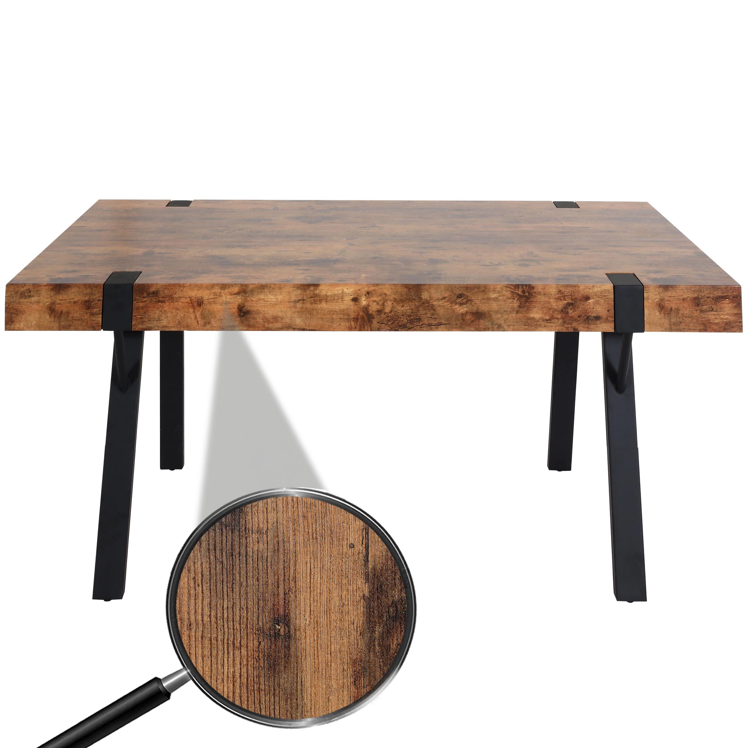 Esstisch MCW-L54, Tisch K&uuml;chentisch Esszimmertisch, Industrial Metall 150x90cm ~ dunkle Wildeiche 