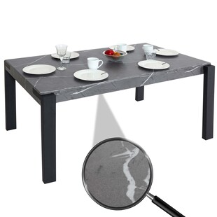 Esstisch MCW-L53, Tisch Küchentisch Esszimmertisch, Industrial Metall 140x80cm ~ Marmor-Optik grau 