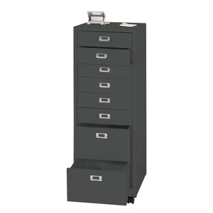 Rollcontainer MCW-L49, Schubladenschrank Stahlschrank Aktenschrank, Metall 115x40x41cm 8 Schubladen ~ dunkelgrau 