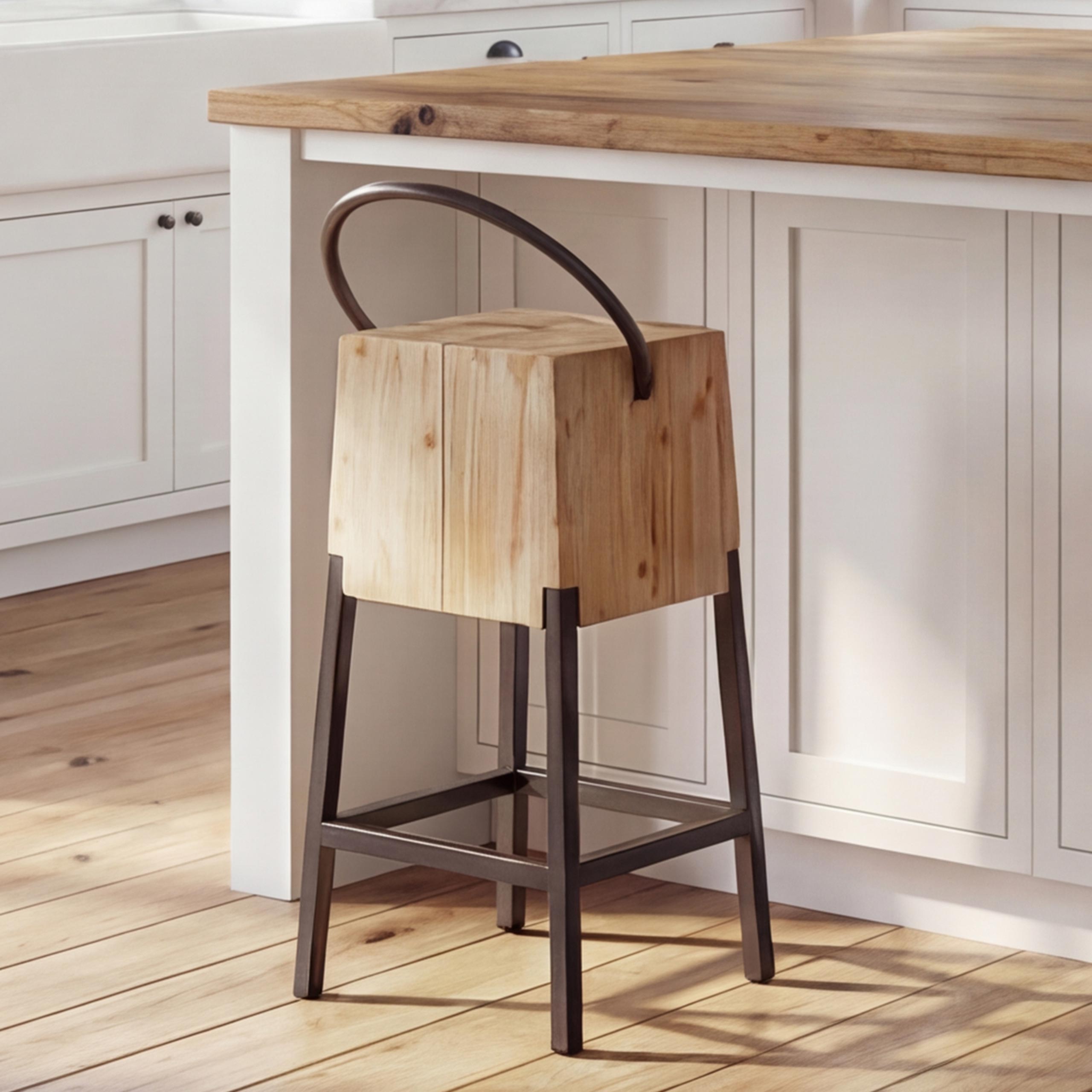 Barhocker MCW-L76, Barstuhl Tresenhocker, Industrial Metall Massiv-Holz MVG-zertifiziert, natur 