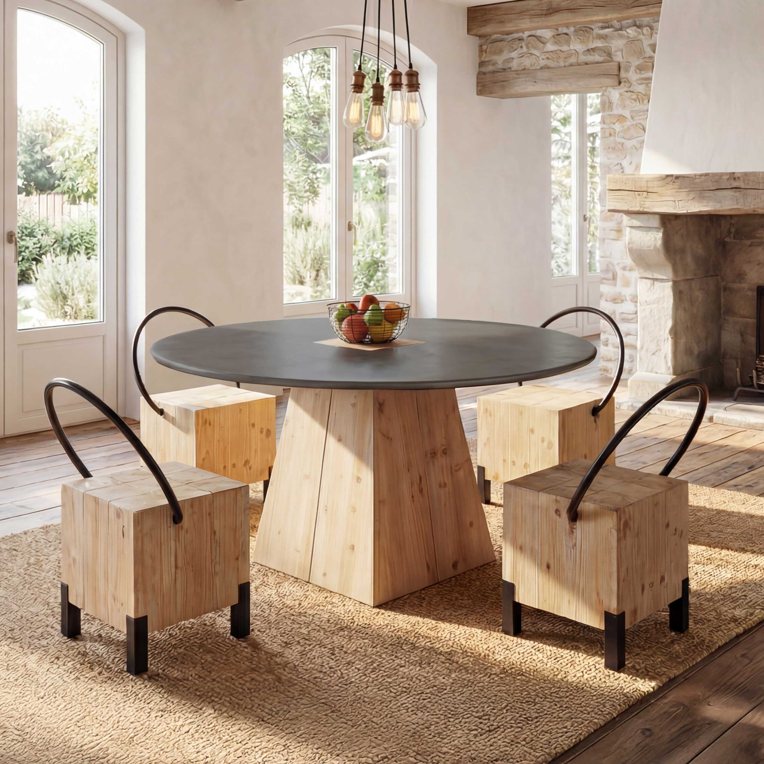 4er-Set Esszimmerstuhl MCW-L76, Besucherstuhl Hocker, Industrial Metall Massiv-Holz MVG-zertifiziert, natur 