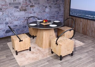 4er-Set Esszimmerstuhl MCW-L76, Besucherstuhl Hocker, Industrial Metall Massiv-Holz MVG-zertifiziert, natur 