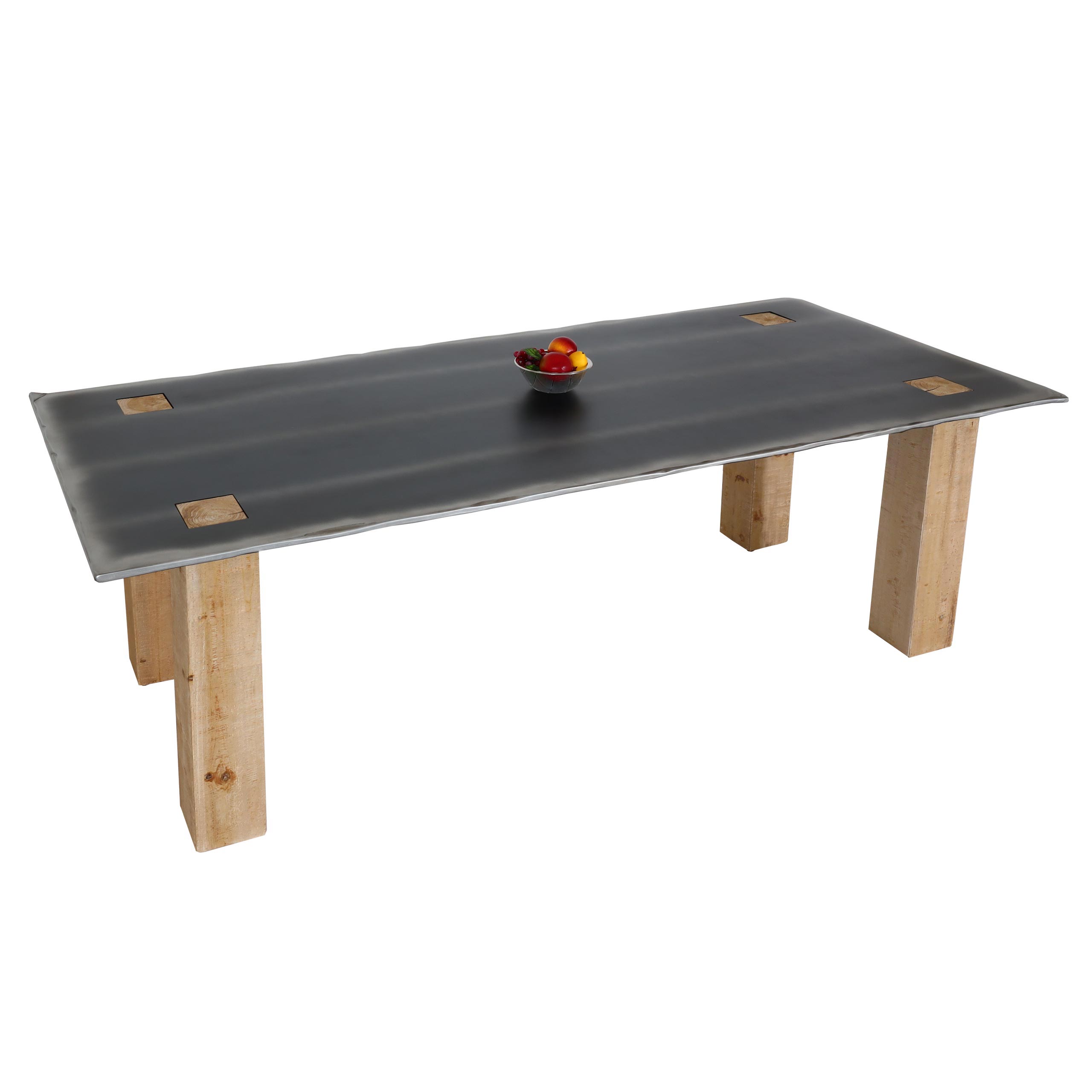 Esstisch MCW-L76, Tisch Esszimmertisch, Industrial Massiv-Holz MVG-zertifiziert 240x100cm, natur mit Metall-Optik 