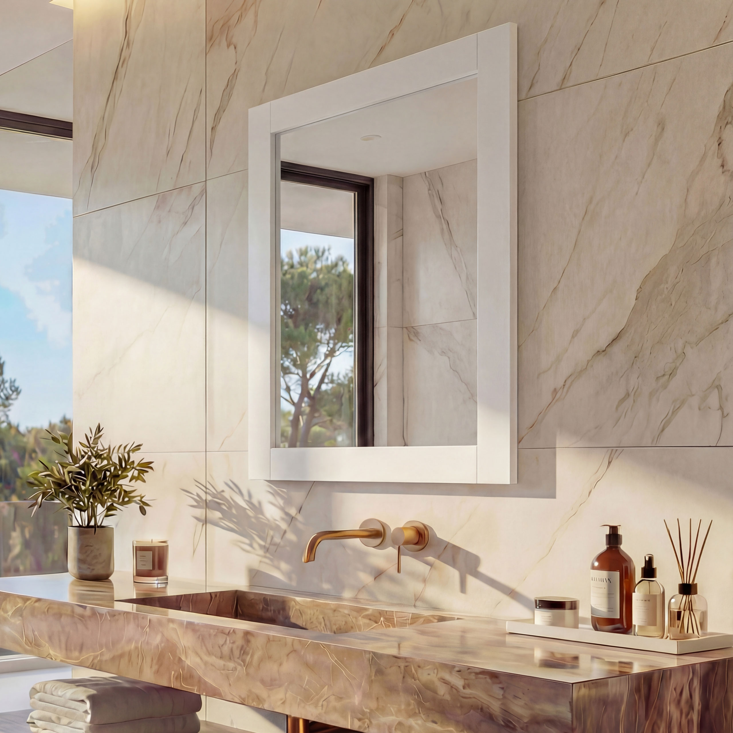 Wandspiegel MCW-L86, Badezimmer Badspiegel Spiegel Badm&ouml;bel, MVG-zertifiziert 72x52cm ~ wei&szlig; 