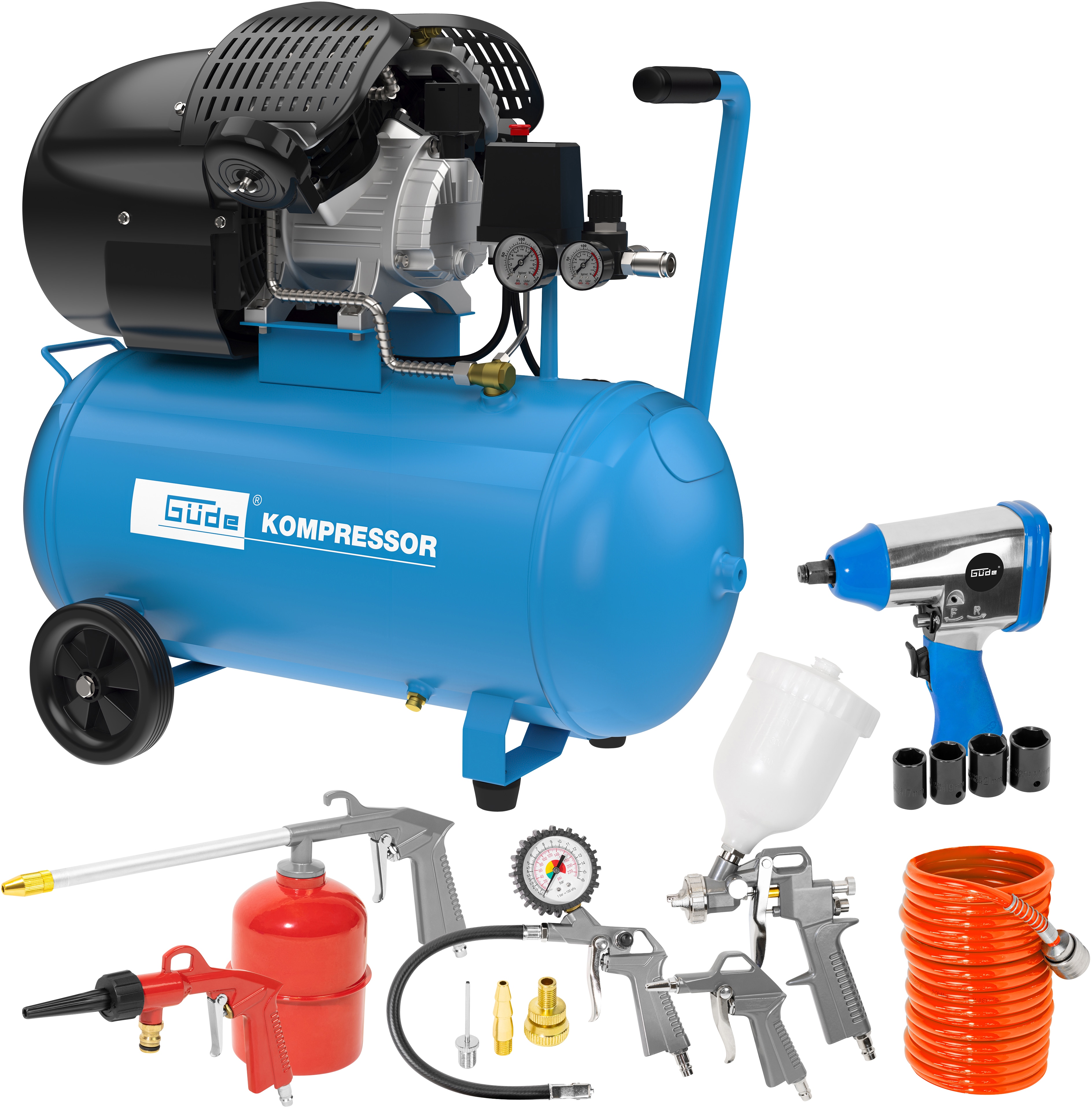 G&uuml;de Kompressor-Set 405/10/50 inkl. Schlagschrauber 1/2" 