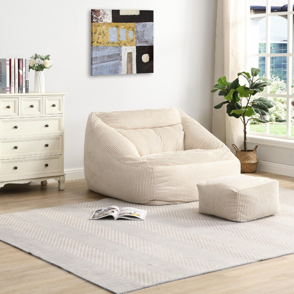 HOME DELUXE Sitzsack mit Hocker COZY - Beige 