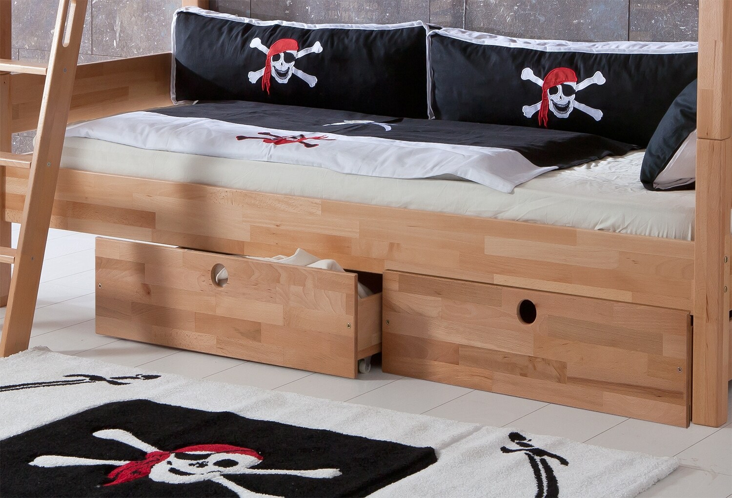 Relita - Schubladen Set zu Etagenbett Stefan Buche massiv natur lackiert, Stabverleimt 