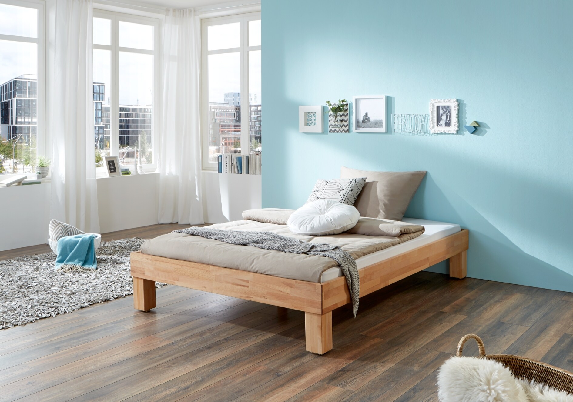 Relita - Futonbett Manuela, ohne Kopfteil, 90x200 Buche massiv natur ge&ouml;lt 