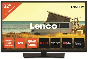 Lenco LED-3263BK - 32-Zoll Android-Smart-TV mit 12-V-Kfz-Adapter, schwarz 