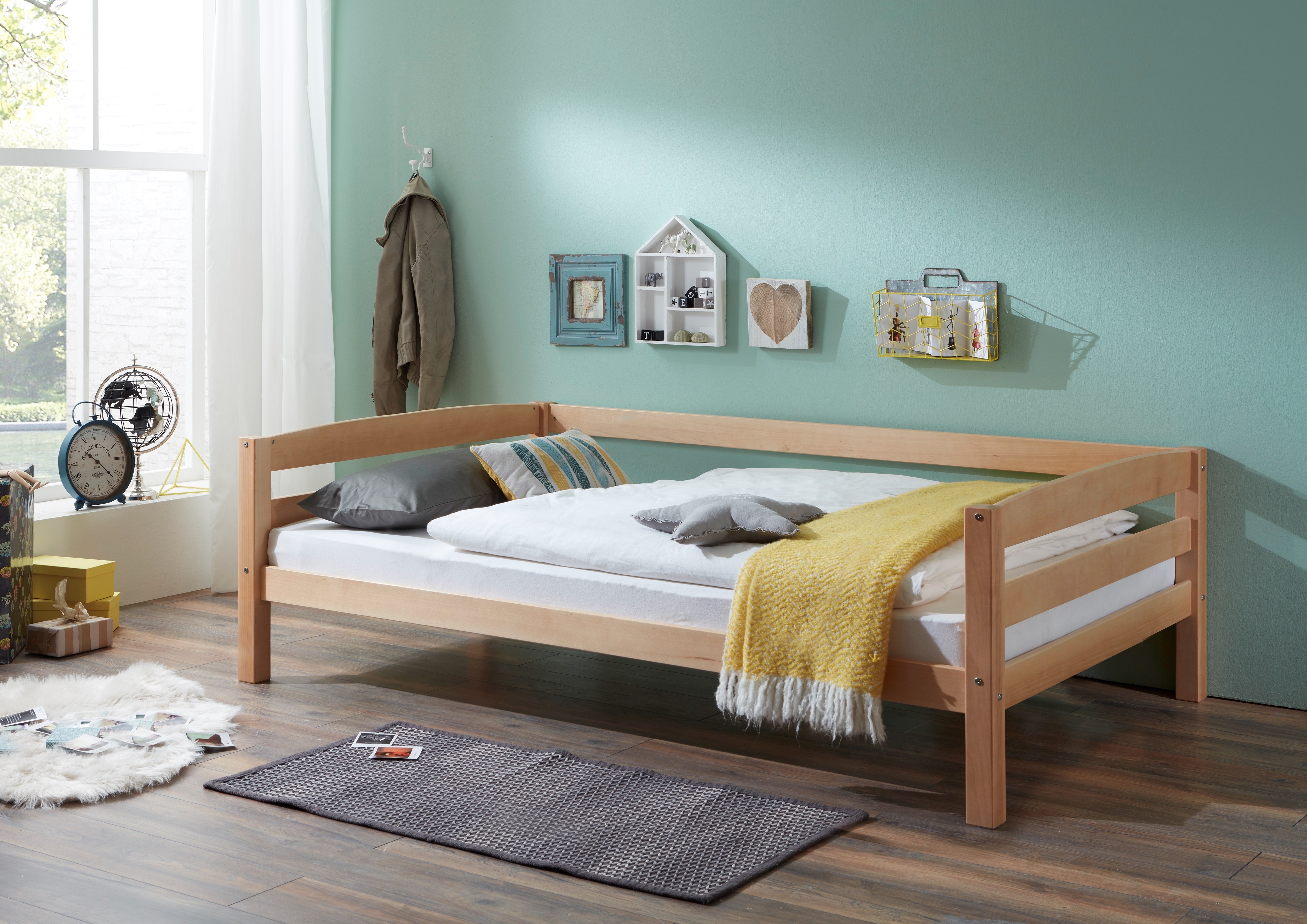 Relita - Einzelbett Nora in Buche massiv, natur lackiert, Liegefl&auml;che 120x200 cm, ohne Lattenrost 