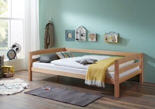 Relita - Einzelbett Nora in Buche massiv, natur lackiert, Liegefläche 120x200 cm, ohne Lattenrost 