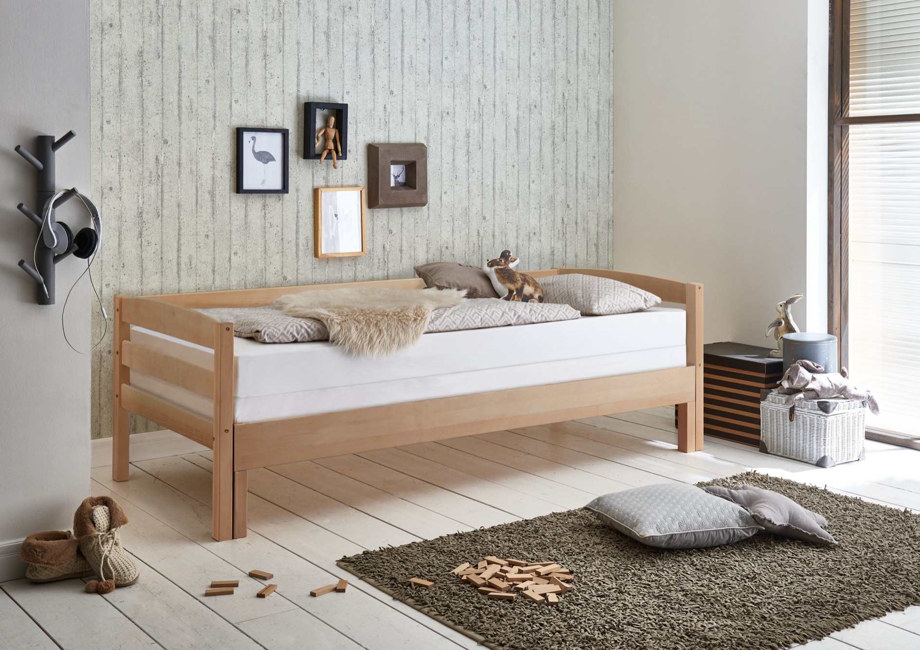 Relita - Funktionsbett Emilia ausziehbar 90/180x200 Buche massiv natur 