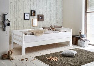 Relita - Funktionsbett Emilia ausziehbar 90/180x200 Buche massiv weiß 