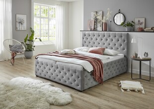 Relita - Polsterbett Chester LF 140x200 cm, mit Höhenverstellung für Lattenrost, ohne Lattenrost, ohne Matratze, Ausf. Stoff grau 