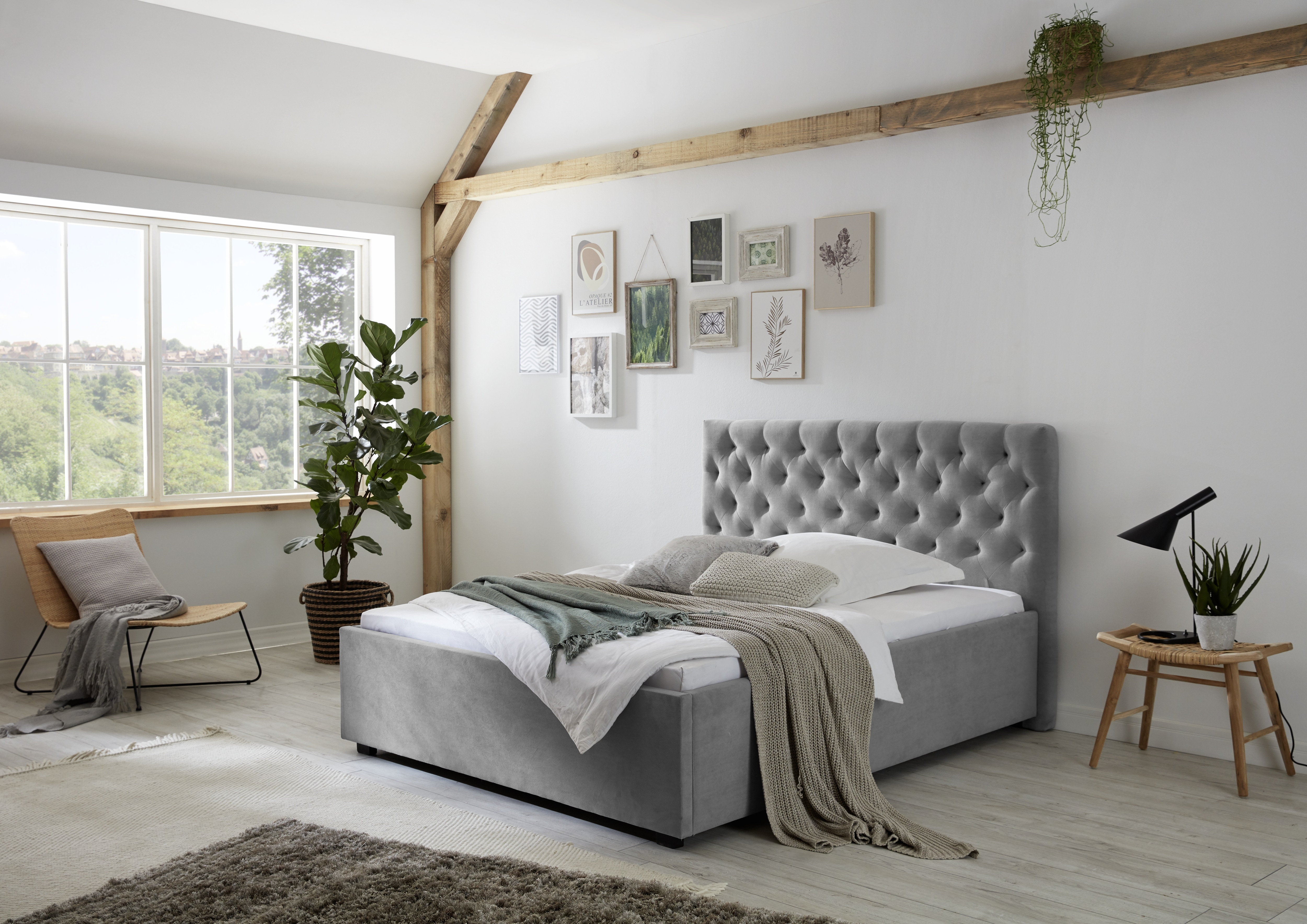 Relita - Polsterbett Miami LF 140x200 cm, mit H&ouml;henverstellung f&uuml;r Lattenrost, ohne Lattenrost, ohne Matratze, Ausf. Stoff grau 