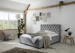 Relita - Polsterbett Miami LF 140x200 cm, mit Höhenverstellung für Lattenrost, ohne Lattenrost, ohne Matratze, Ausf. Stoff grau 