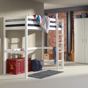 Relita - Hochbett TOLI Liegefläche 90 x 200 cm, Buche massiv weiß lackiert 