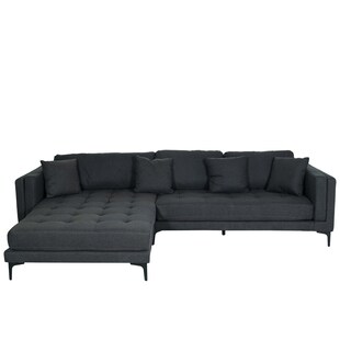 Sofa-Garnitur MCW-M27, Couch Ecksofa L-Form, Liegefläche links/rechts, Massiv-Holz 293cm ~ Stoff/Textil dunkelgrau 