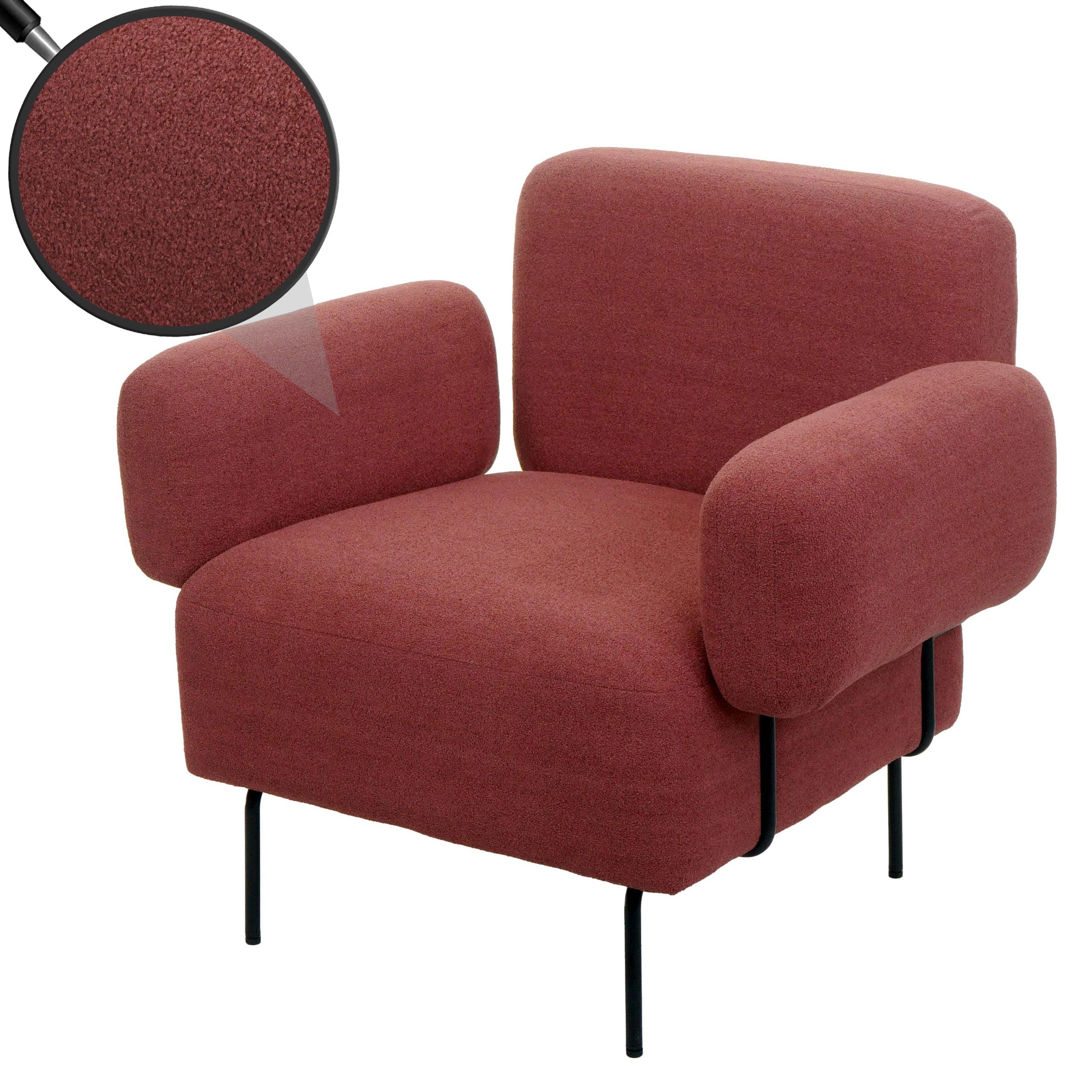 Lounge-Sessel MCW-L83, Cocktailsessel Polstersessel Sessel, Stoff/Textil Metall ~ altrosa 