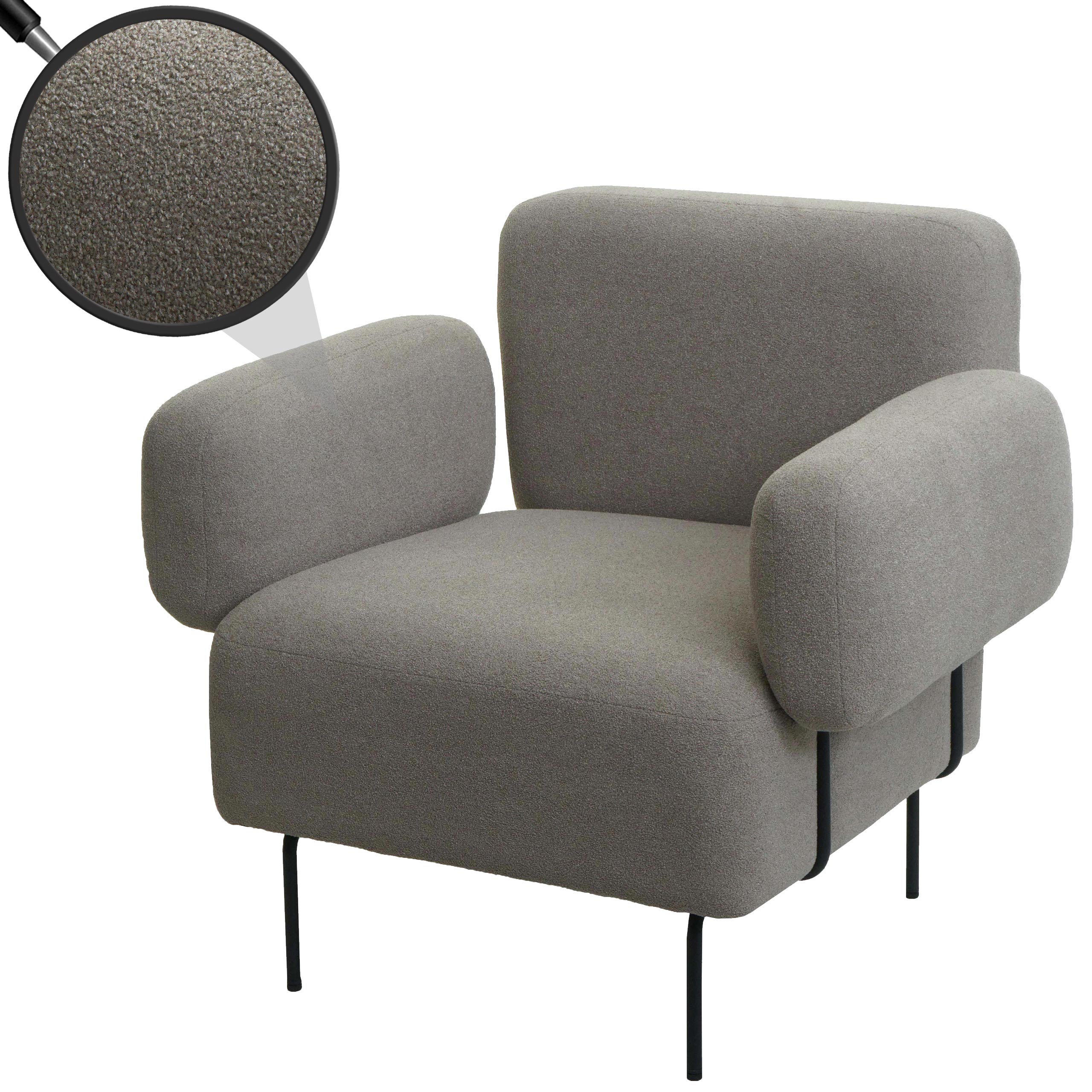 Lounge-Sessel MCW-L83, Cocktailsessel Polstersessel Sessel, Stoff/Textil Metall ~ grau 