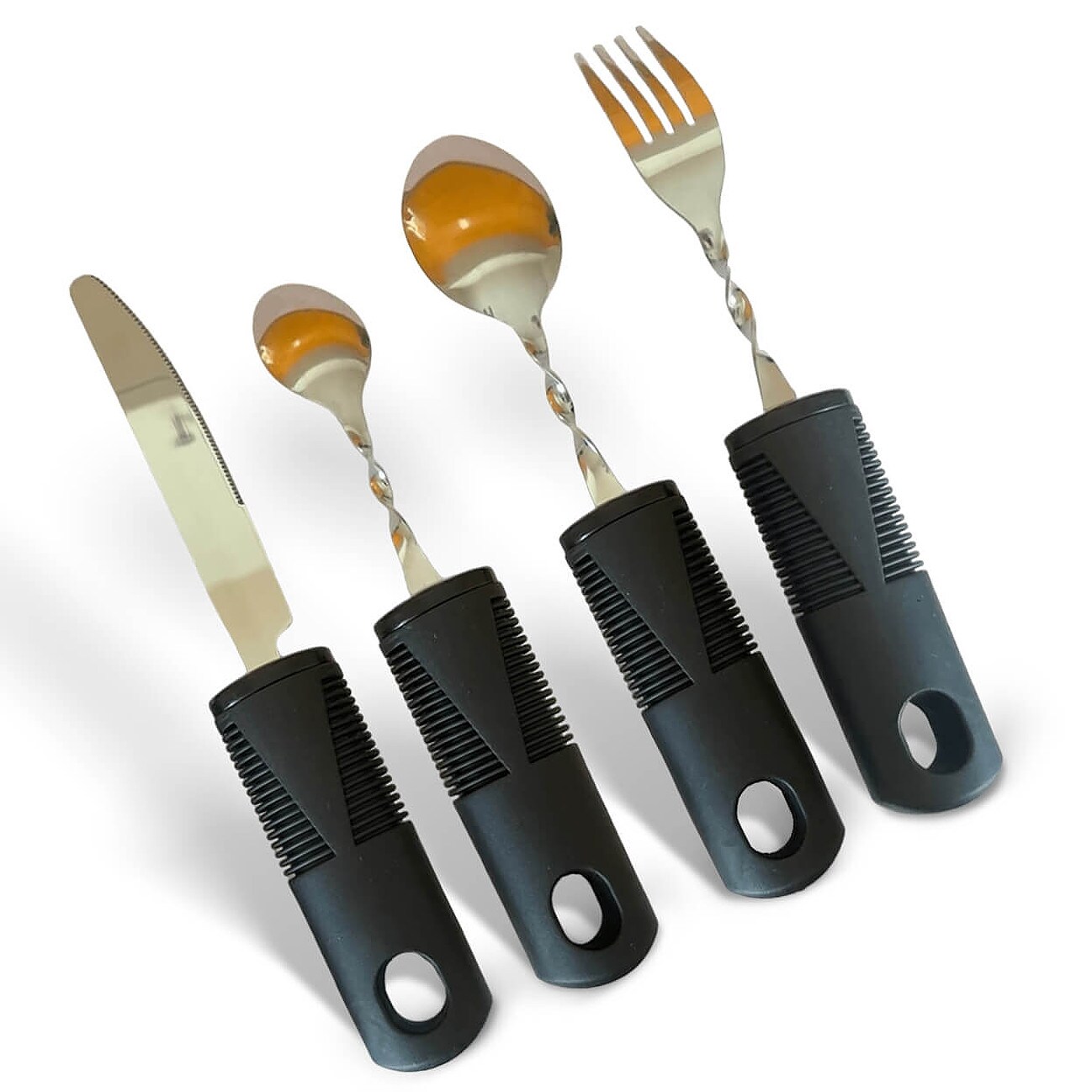 GoldenEra biegsames Essbesteck Supergrip Biegbar f&uuml;r Senioren mit extra gro&szlig;en Griffen 