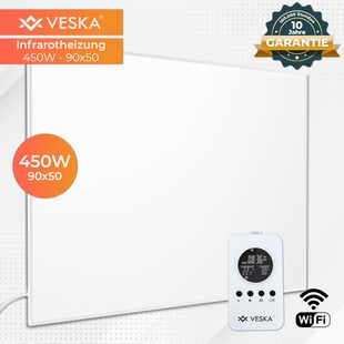 Infrarotheizung inkl. Thermostat APP-Funktion Wifi Fernbedienung und Timer - 450W 