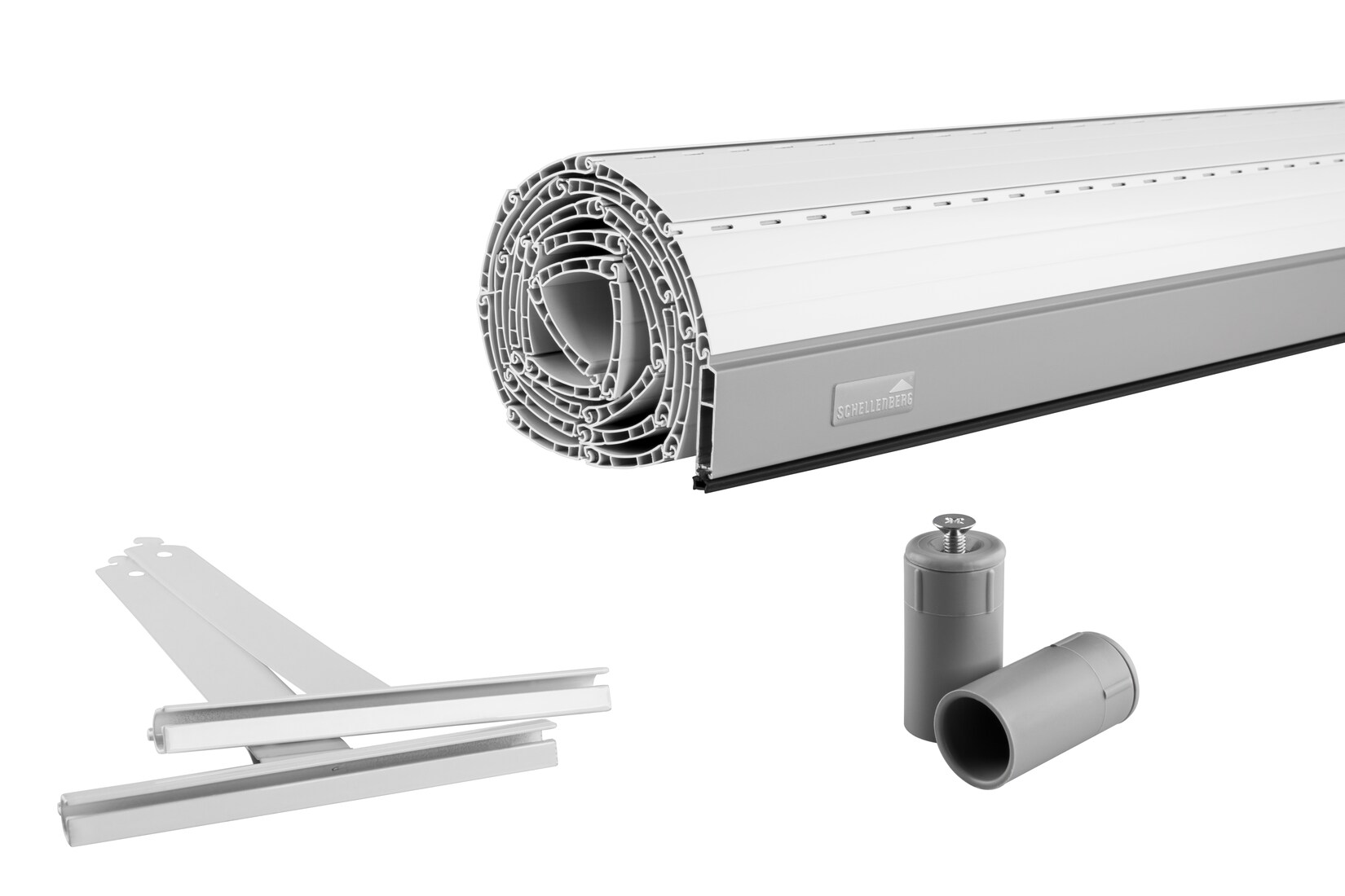 Rolladenpanzer Set PVC Maxi, 100 x 120 cm, für 60 mm Stahlrohrwellen, inkusive Rolladen Aufhängefeder, Alu-Endleiste, Rolladenstopper, weiß