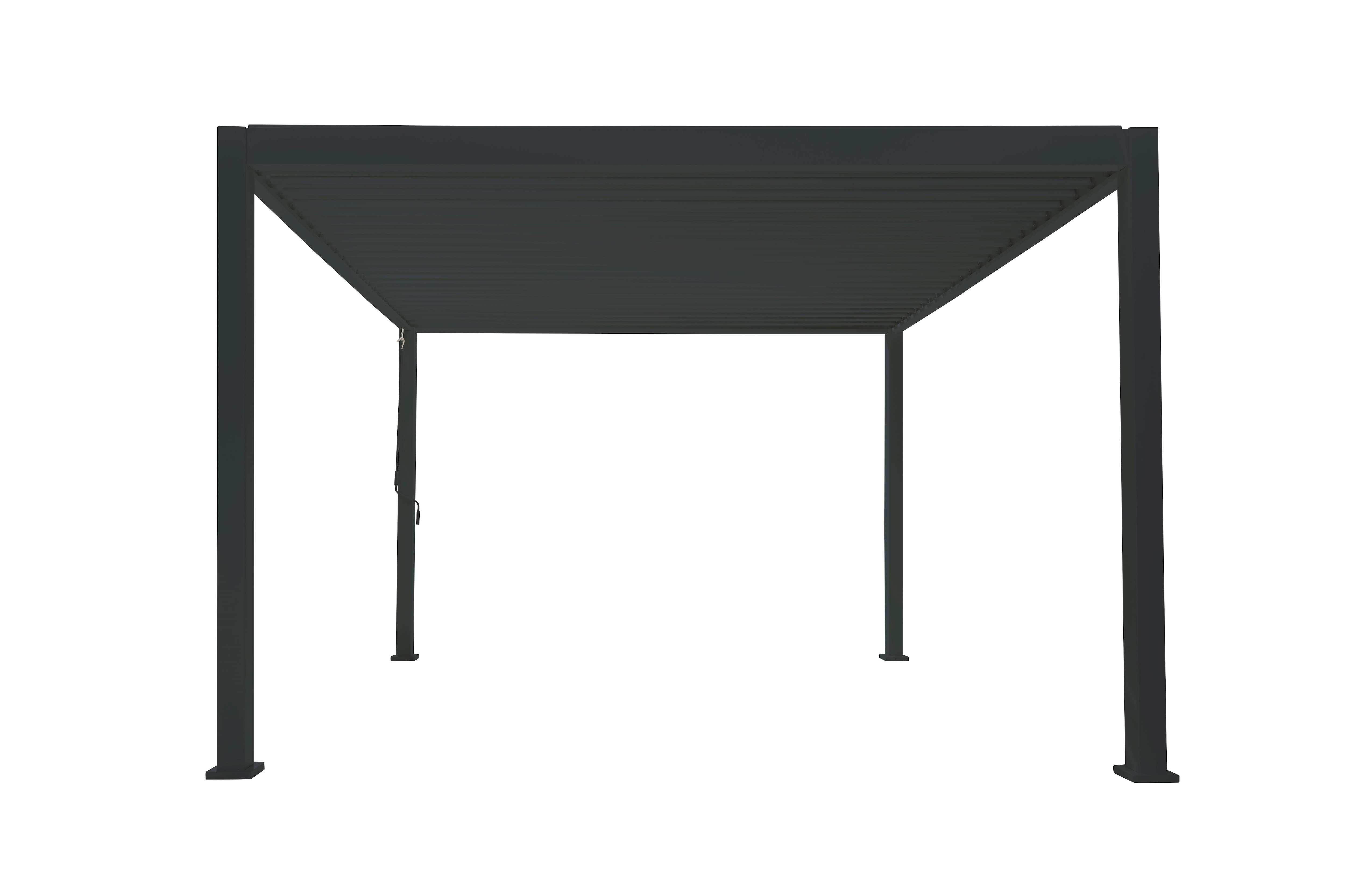 PergoLine Trumpf Terrassen&uuml;berdachung freistehend mit einstellbarem Stahl-Lamellendach I Pfosten aus Aluminium | Pavillon 3 x 3 Meter anthrazit 