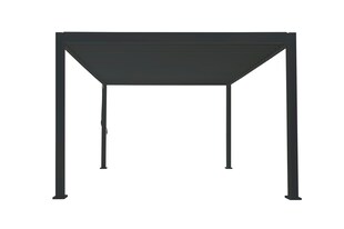 PergoLine Trumpf Terrassenüberdachung freistehend mit einstellbarem Stahl-Lamellendach I Pfosten aus Aluminium | Pavillon 3 x 3 Meter anthrazit 