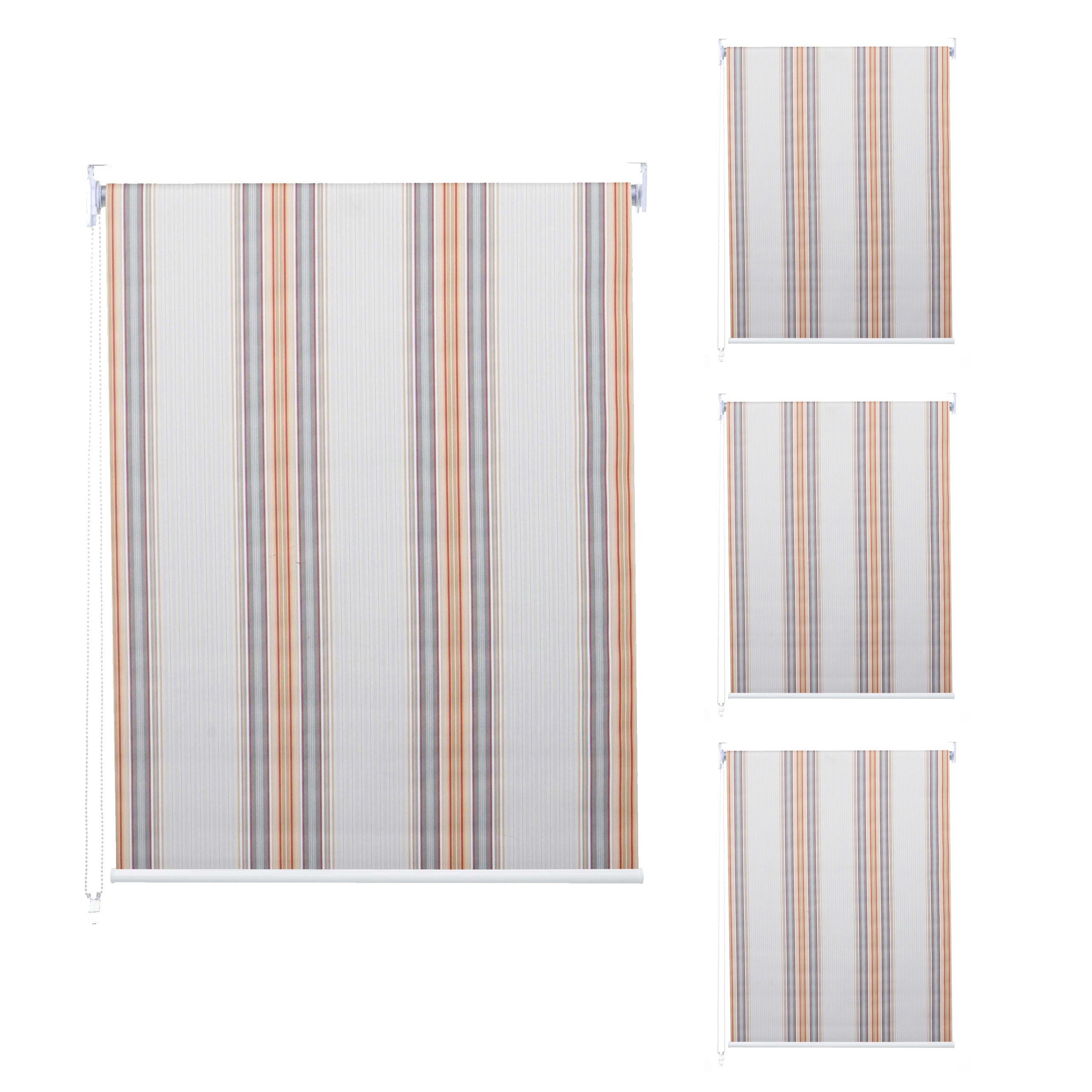4er-Set Rollo MCW-D52, Fensterrollo Seitenzugrollo Jalousie, 120x230cm Sonnenschutz blickdicht ~ grau/braun/orange 