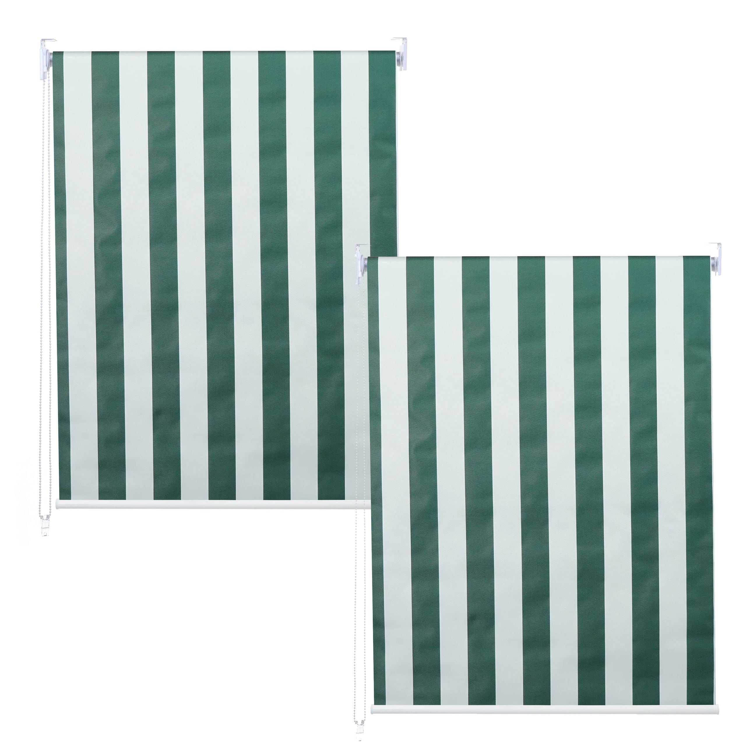 2er-Set Rollo MCW-D52, Fensterrollo Seitenzugrollo Jalousie, 120x230cm Sonnenschutz blickdicht ~ gr&uuml;n/wei&szlig; 
