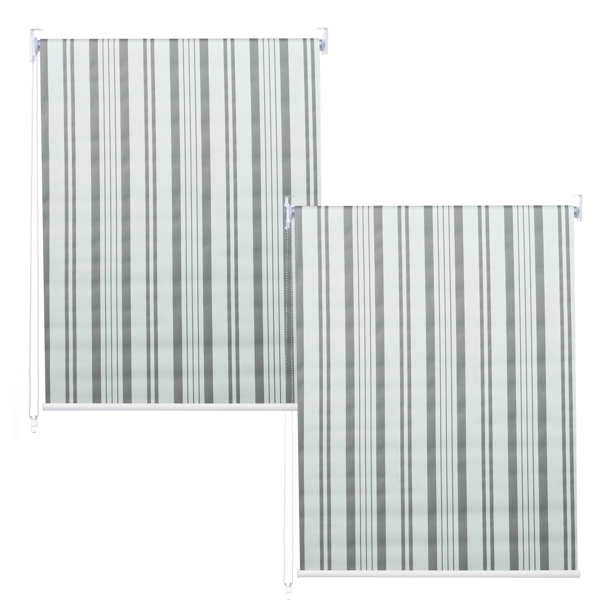 2er-Set Rollo MCW-D52, Fensterrollo Seitenzugrollo Jalousie, 120x230cm Sonnenschutz blickdicht ~ grau/wei&szlig; 