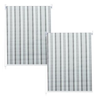 2er-Set Rollo MCW-D52, Fensterrollo Seitenzugrollo Jalousie, 120x230cm Sonnenschutz blickdicht ~ grau/weiß 