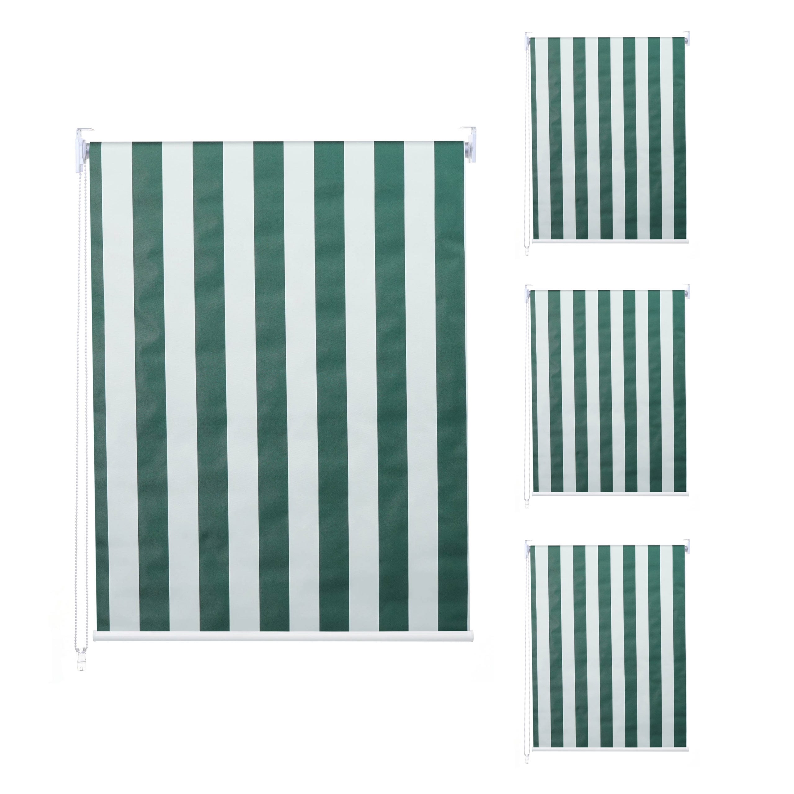 4er-Set Rollo MCW-D52, Fensterrollo Seitenzugrollo Jalousie, 100x160cm Sonnenschutz blickdicht ~ gr&uuml;n/wei&szlig; 