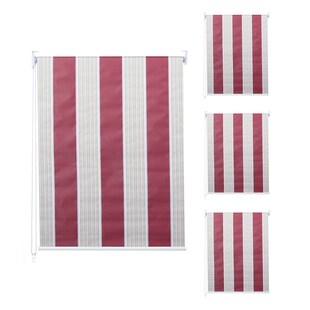 4er-Set Rollo MCW-D52, Fensterrollo Seitenzugrollo Jalousie, 100x160cm Sonnenschutz blickdicht ~ rot/weiß/beige 