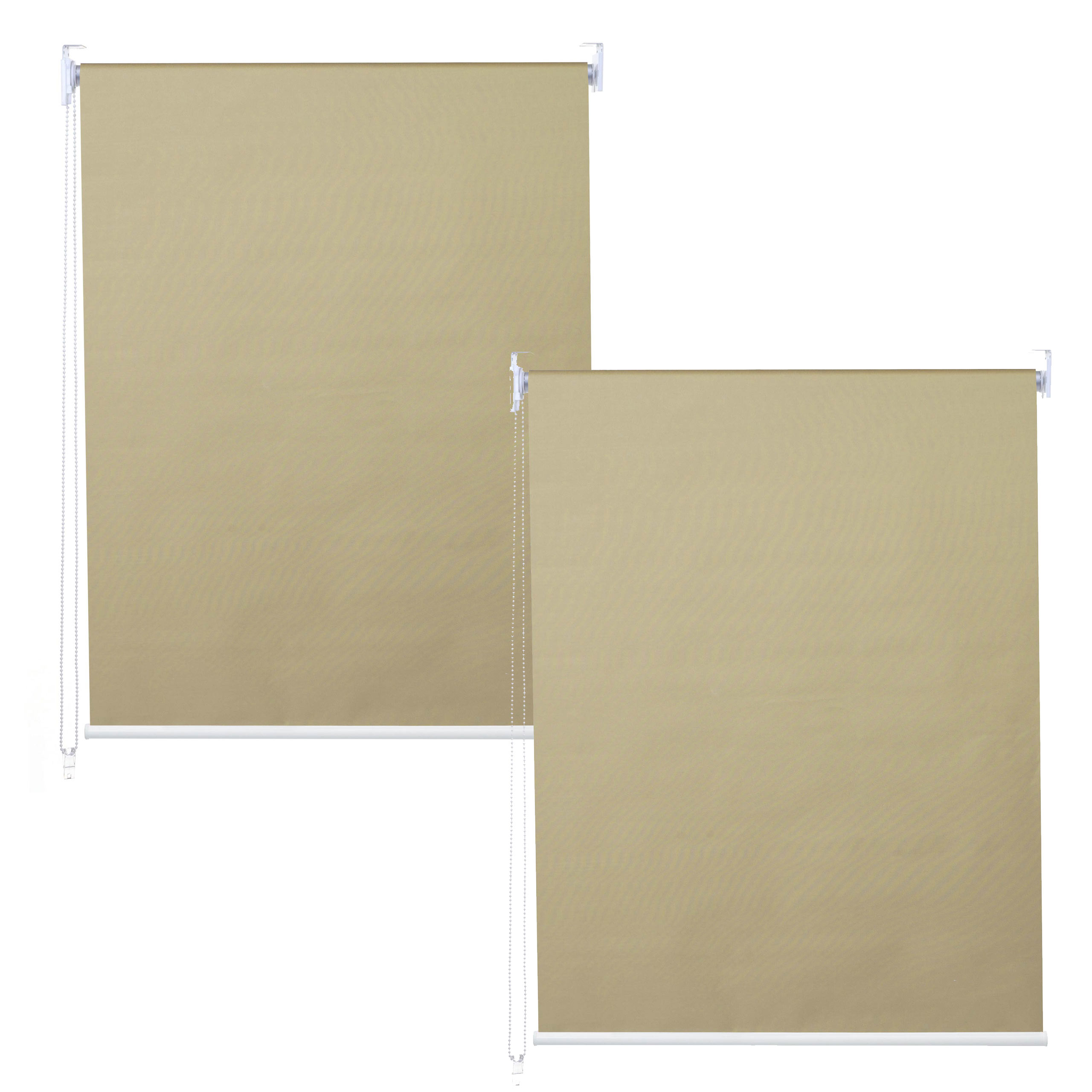 2er-Set Rollo MCW-D52, Fensterrollo Seitenzugrollo Jalousie, 100x160cm Sonnenschutz blickdicht ~ beige 