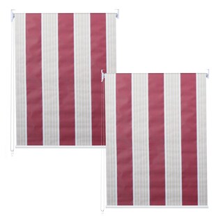 2er-Set Rollo MCW-D52, Fensterrollo Seitenzugrollo Jalousie, 100x160cm Sonnenschutz blickdicht ~ rot/weiß/beige 