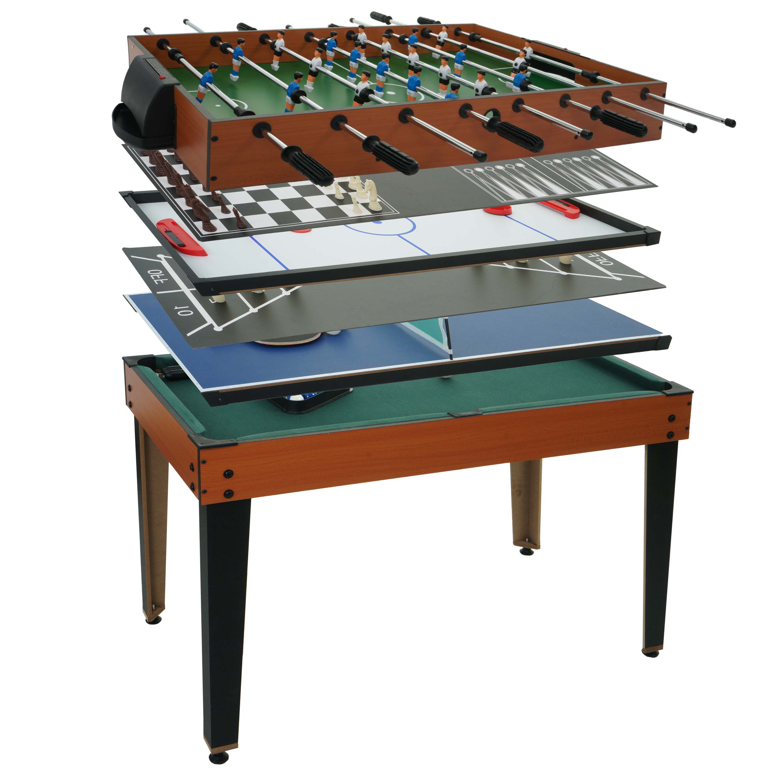 Tischkicker MCW-M33, Tischfu&szlig;ball Billard Hockey 7in1 Multiplayer Spieletisch, MDF 80x123x101cm 