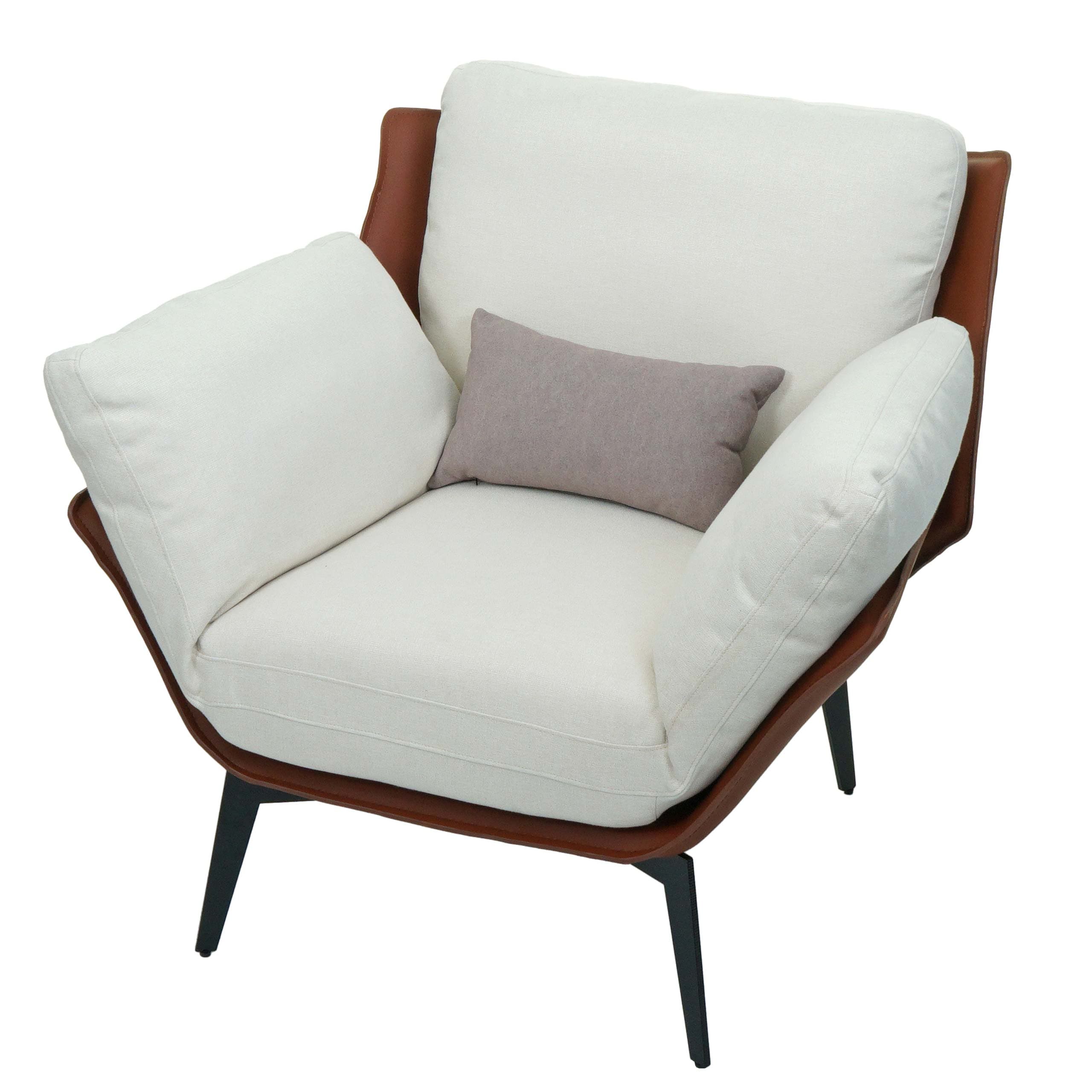 Sessel MCW-L82, Lounge-Sessel Cocktailsessel Polstersessel Relaxsessel, Kunstleder Stoff/Textil Metall ~ dunkelbraun 