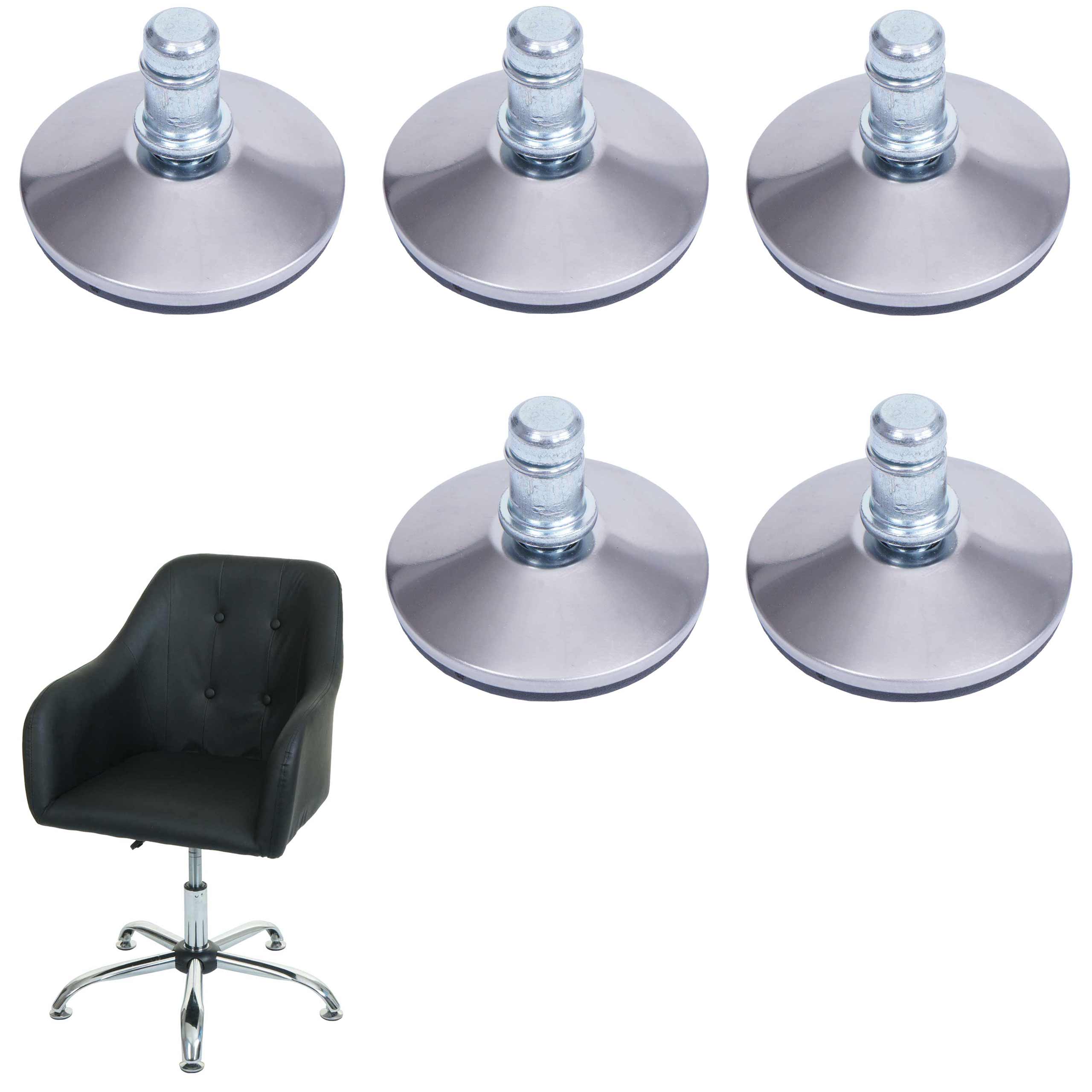 5er-Set Bodengleiter MCW-K73 statt Rollen - fester Stand f&uuml;r B&uuml;rostuhl/Esszimmerstuhl, Fu&szlig;gleiter, &Oslash; 11mm ~ silber 