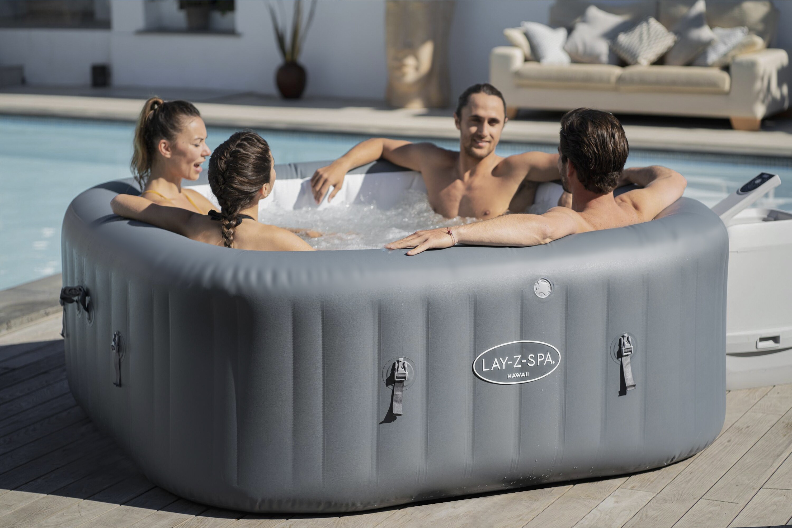 Bestway&reg; LAY-Z-SPA&reg; WLAN-Whirlpool Hawaii HydroJet Pro&trade; 180 x 180 x 71 cm, eckig 