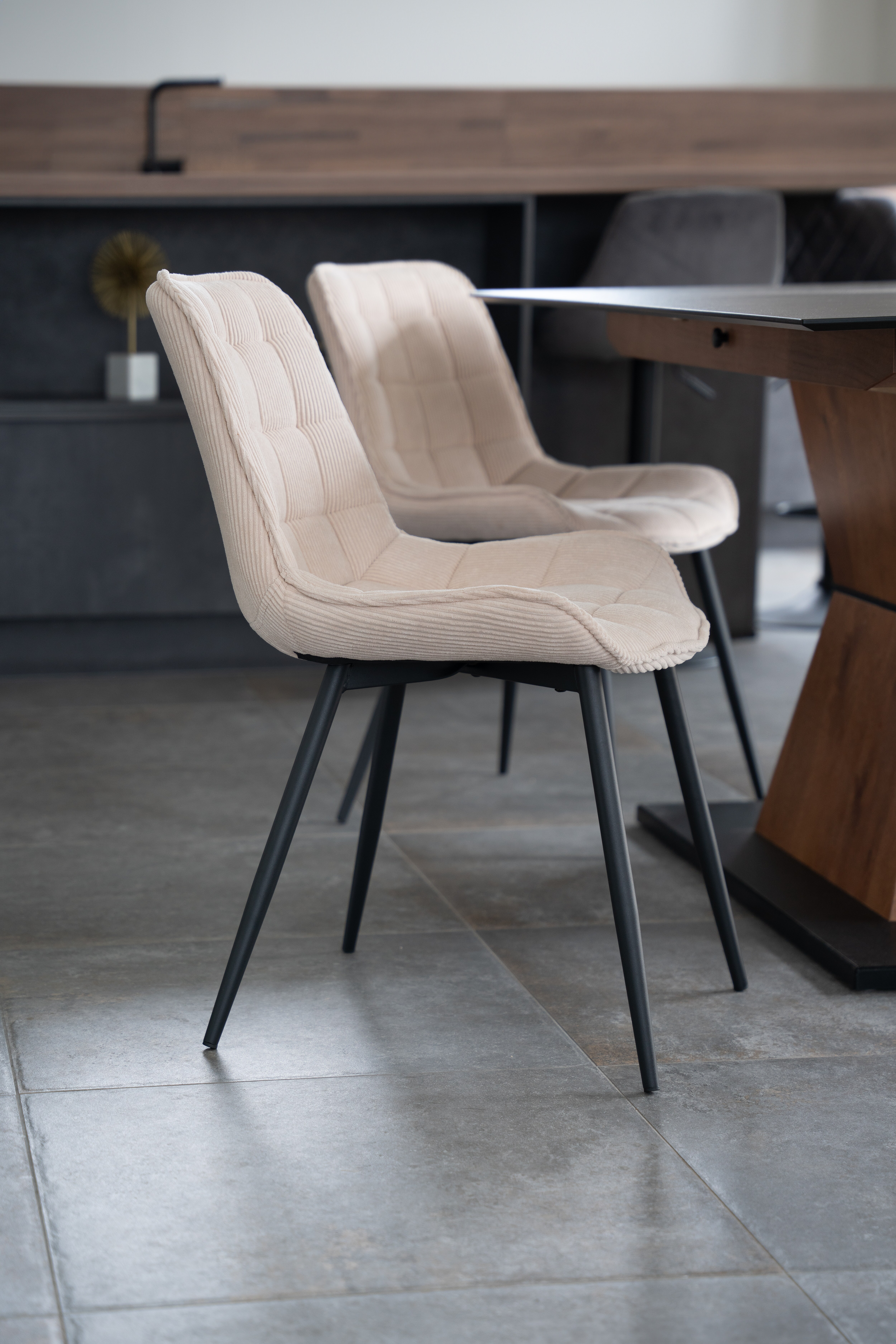 HOME DELUXE Polsterstuhl Esszimmer IKALO - 8er Set - Cord Creme 